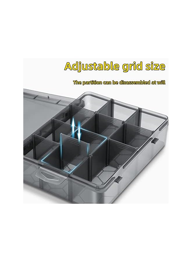 PROMASS promass 10 Compartments Box 2Pcs Grid Box Multi-Compartment Partition Parts Box Screw Sorting Box Hardware Plastic Multi-Grid Storage Box Tool Box, Screw Classification Pressure-Resistant Adjustable  - Image 4