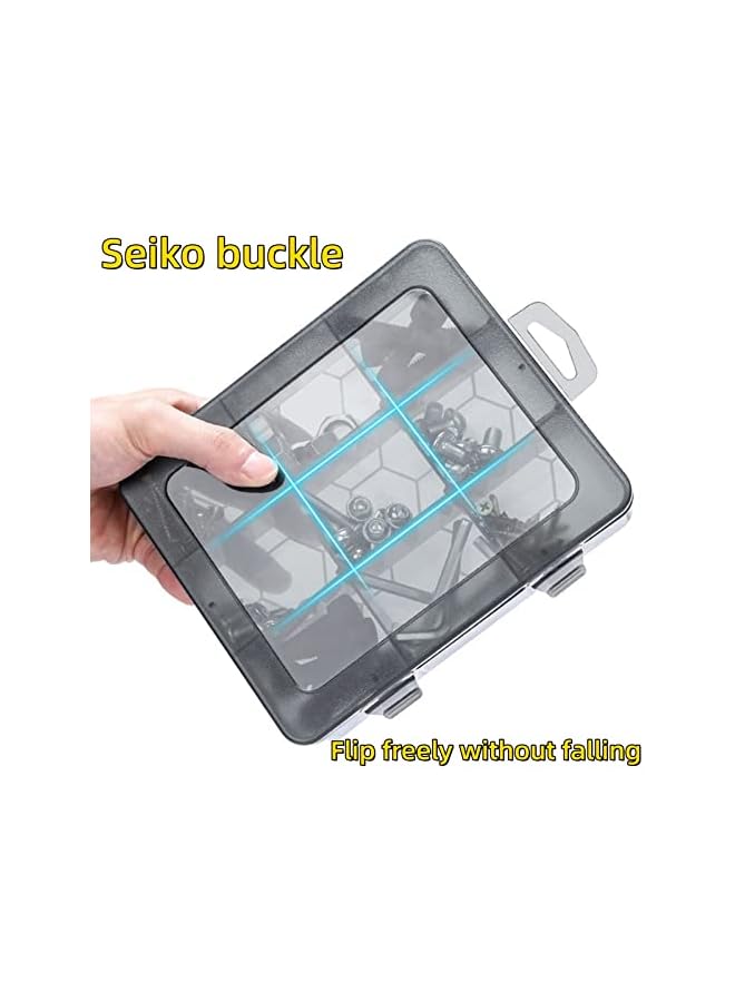 PROMASS promass 10 Compartments Box 2Pcs Grid Box Multi-Compartment Partition Parts Box Screw Sorting Box Hardware Plastic Multi-Grid Storage Box Tool Box, Screw Classification Pressure-Resistant Adjustable  - Image 5