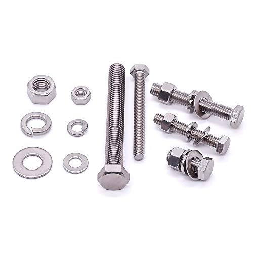 EASTLO (10 Sets) M6-1.0 x 16mm Hex Bolt Kit, 304 Stainless Steel (18-8), Includes Hexagon Head Screws and Nuts, Flat & Lock Washers, Full Coarse Thread, for Machinery, Automotive, DIY - Image 5