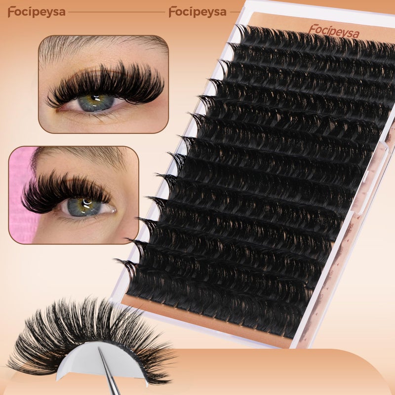 Focipeysa Eyelash Extensions 200D Lash Clusters 14-20MM Lashes Extensions Thick Lash Clusters D-Curly Individual Lashes Extensions Soft Reusable Cluster Lash Extension DIY Lash Cluster Extensions - Image 3