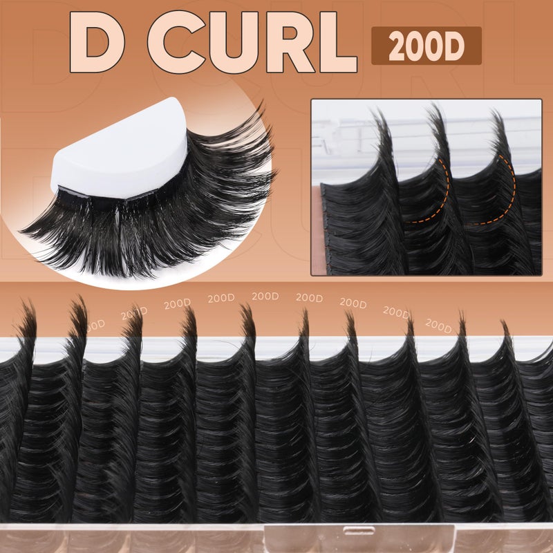 Focipeysa Eyelash Extensions 200D Lash Clusters 14-20MM Lashes Extensions Thick Lash Clusters D-Curly Individual Lashes Extensions Soft Reusable Cluster Lash Extension DIY Lash Cluster Extensions - Image 5