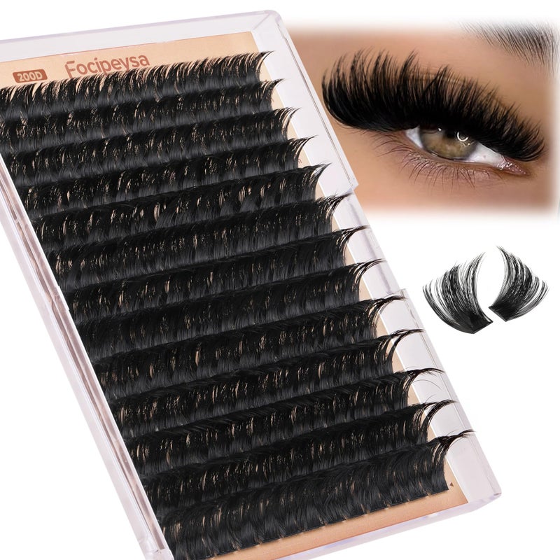Focipeysa Eyelash Extensions 200D Lash Clusters 14-20MM Lashes Extensions Thick Lash Clusters D-Curly Individual Lashes Extensions Soft Reusable Cluster Lash Extension DIY Lash Cluster Extensions - Image 1