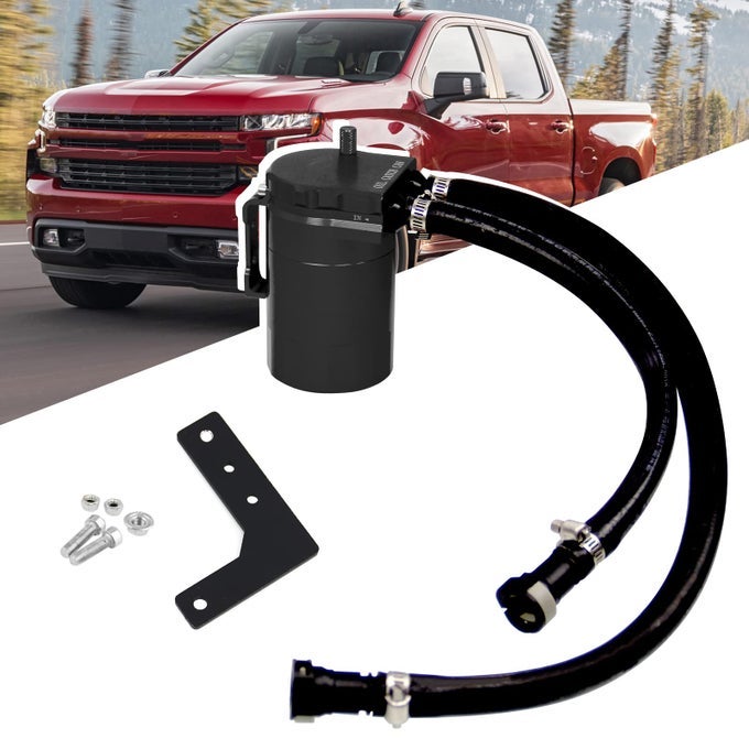 Oil Separator 350Ml Oil Catch Can Tank Aluminum Polish Baffled Reservoir Black Compatible With 20192022 Chevy Silverado 1500 53L 62L Gmc Sierra 1500 53L 62L Driver Side