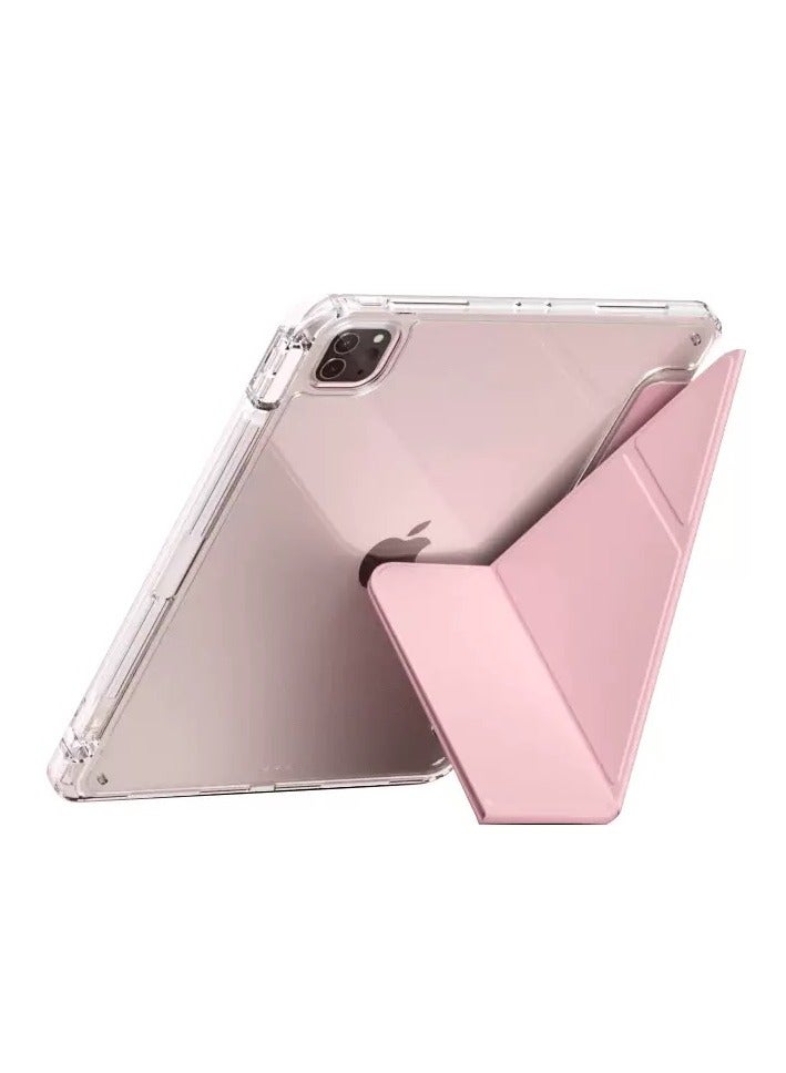 جراب ذكي لجهاز iPad Pro 11 بوصة 2024 M4 مع حامل قلم، ظهر شفاف، حامل ثلاثي الطي رفيع للغاية، متوافق مع جراب iPad Pro 11 بوصة 2024 الجيل الخامس، وظيفة الإيقاظ/النوم التلقائي (وردي) - Image 2