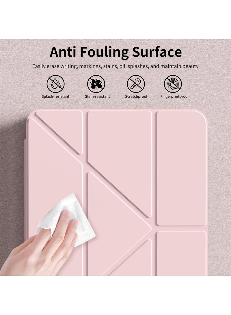 جراب ذكي لجهاز iPad Pro 11 بوصة 2024 M4 مع حامل قلم، ظهر شفاف، حامل ثلاثي الطي رفيع للغاية، متوافق مع جراب iPad Pro 11 بوصة 2024 الجيل الخامس، وظيفة الإيقاظ/النوم التلقائي (وردي) - Image 5