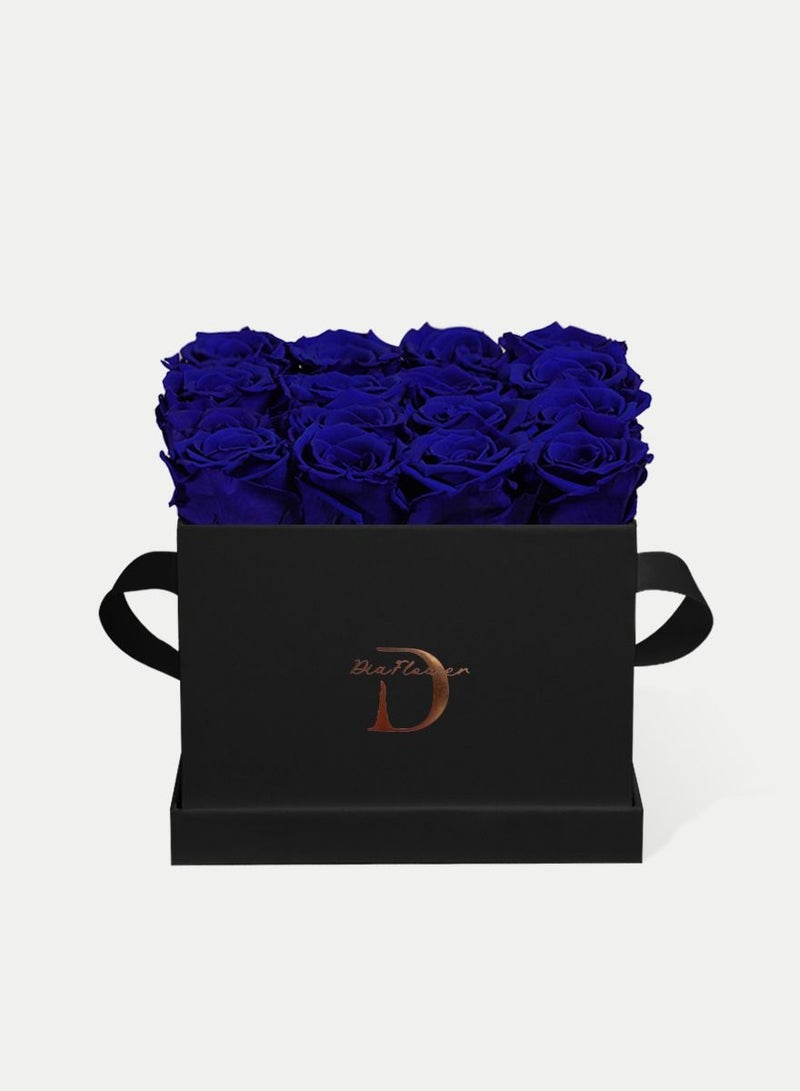 Dia FLOWER Infinity Square Box, Shades Of Blue 16 ROSES MEDIUM  - Image 1
