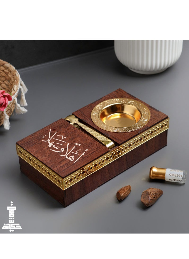 حكاية شمعة مبخرة بخور خشبية مميزة مع دهن عود وبخور موروكي تأتي بعبارة عيدكم مبارك  - Image 2