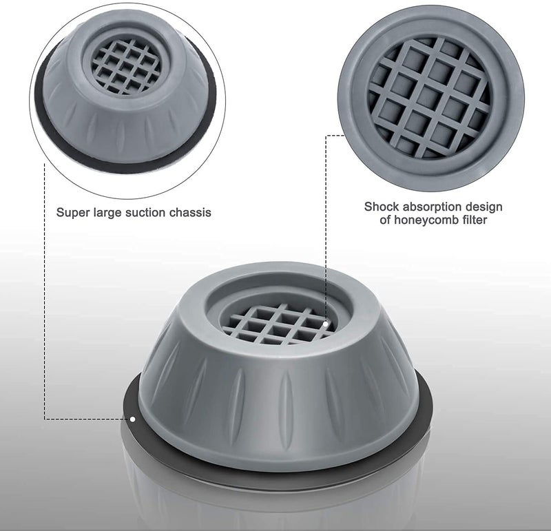 ARNI Arni Washer Dryer Anti Vibration Pads with Suction Cup Feet Fridge Washing Machine Shock Absorber Noise Cancelling Washer Support Stabilizer Support Stand for Home Bed Tables Chairs  - Image 2