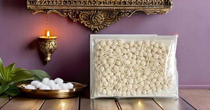 On Blow Pure Cotton Round Wicks Diya Batti/Phool Batti for Pooja Aarti Off-White Color (Pack of 150) - Image 2