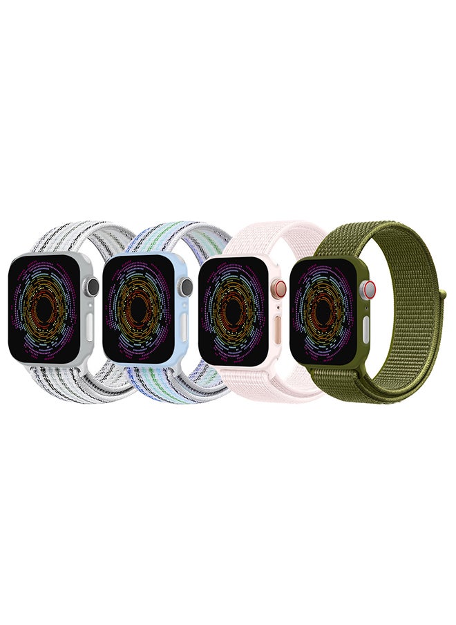 4 Pack Apple Watch Band 38mm 40mm 41mm Sport Loop Nylon Band Quick Release Soft Fabric Nylon Adjustable Rugged Velcro Replacement Wristband Strap for Men Women Compatible with Series SE/7/6/5/4/3/2/1