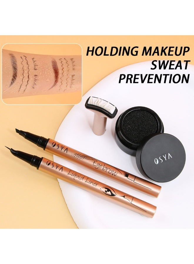 OSYA Waterproof 4-In-1 Eyeliner & Eyebrow & Lash Stamp Set Black Color - Image 3