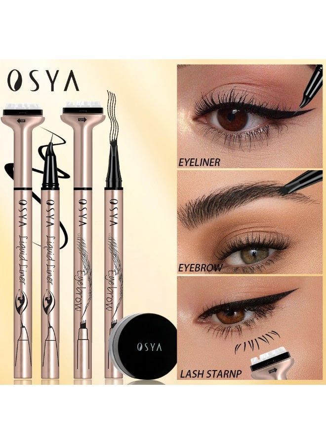 OSYA Waterproof 4-In-1 Eyeliner & Eyebrow & Lash Stamp Set Black Color - Image 1