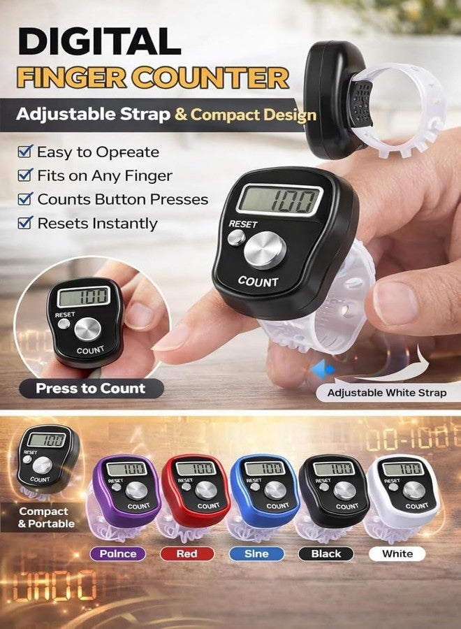 DERIKO Digital Finger Counter - Electronic Hand Tally Counter with Adjustable Strap, LCD Display & Reset Button | Portable Japa Counter for Chanting, Meditation, Sports & Score Tracking (Pack of 3) - Image 5