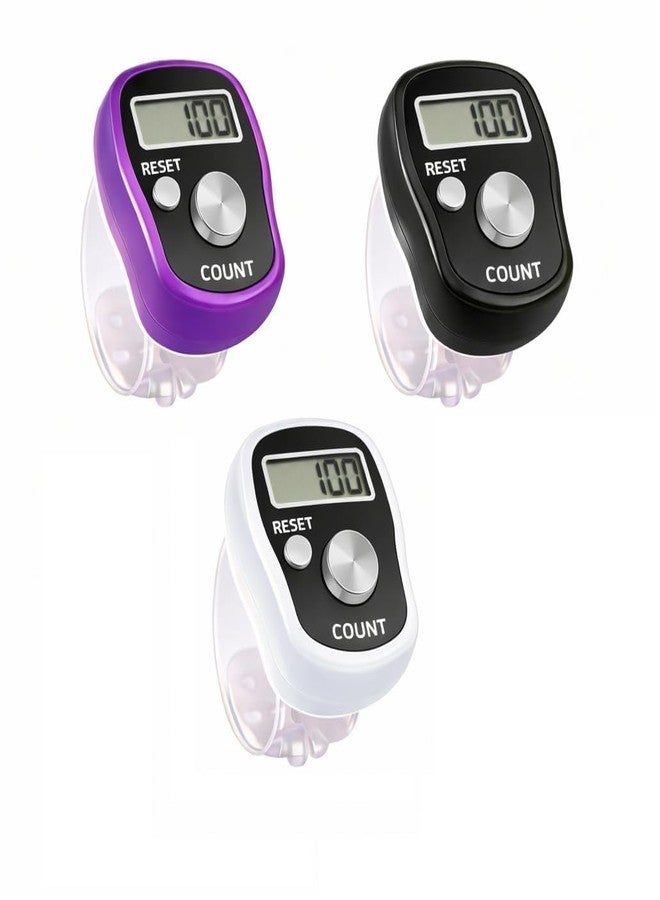 DERIKO Digital Finger Counter - Electronic Hand Tally Counter with Adjustable Strap, LCD Display & Reset Button | Portable Japa Counter for Chanting, Meditation, Sports & Score Tracking (Pack of 3) - Image 1