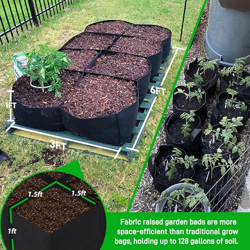 CJGQ Fabric Raised Garden Bed 6x3x1ft Garden Grow Bed Bags for Growing Herbs, Flowers and Vegetables 128 Gallon - Image 2