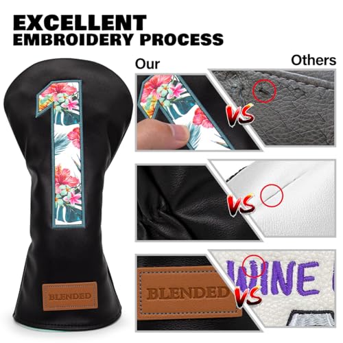 BAIRBRE Golf Club Covers Black Putter Cover Driver Covers Fairway Wood Headcover Hybrid Covers 3 Wood Headcovers Leather Mallte Putter Cover Golf Headcover for All Brand - Image 5