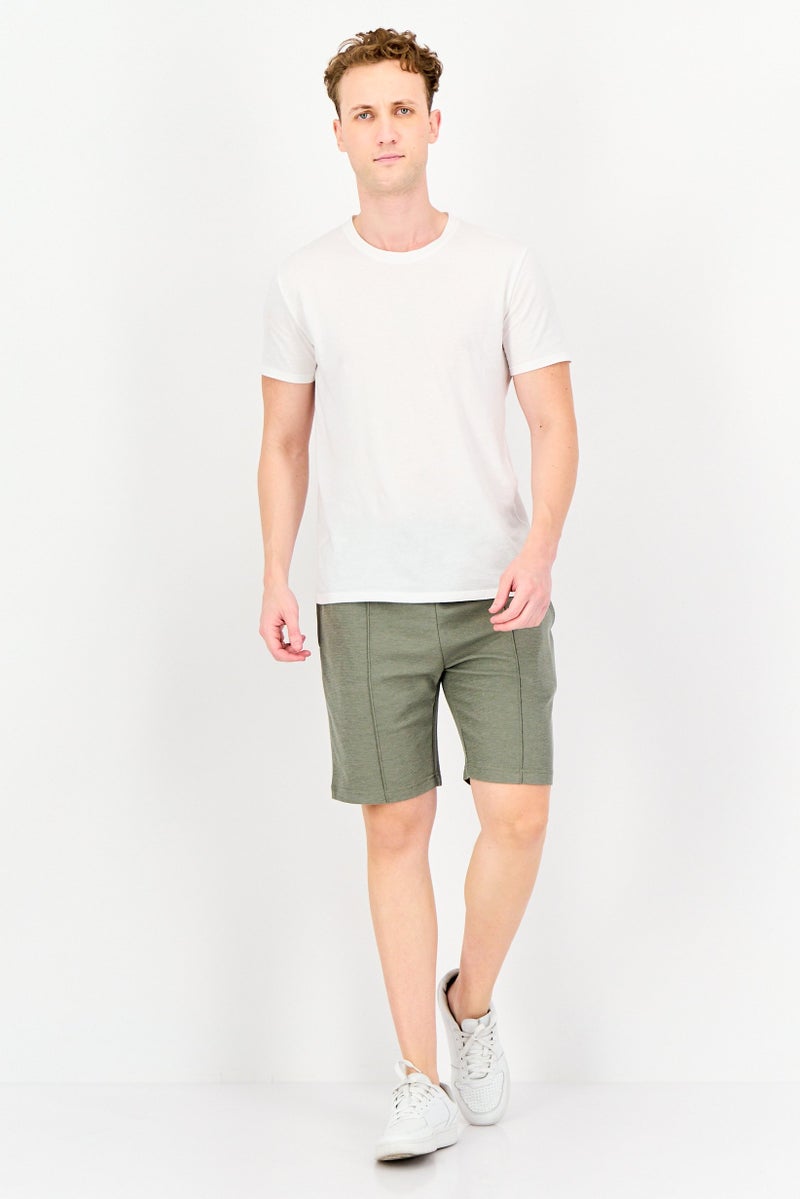 Algspar Men Textured Basic Shorts, Sage Green - Image 3