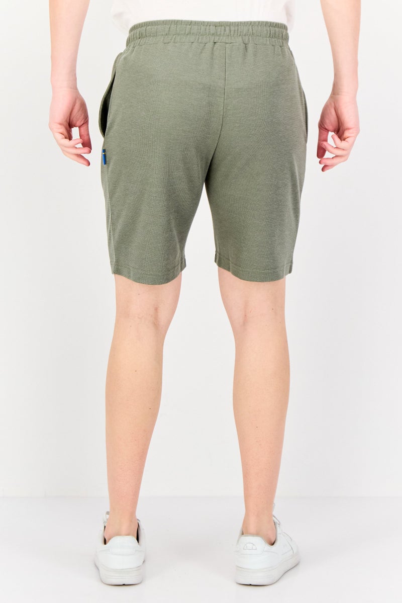 Algspar Men Textured Basic Shorts, Sage Green - Image 2
