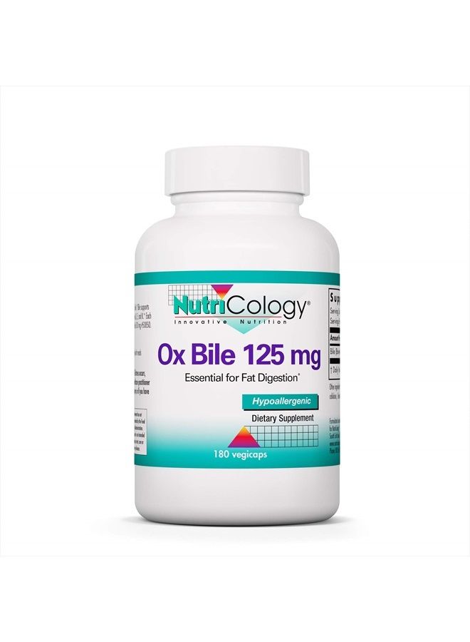 Nutricology Ox Bile 125 mg - Fat Digestion, Liver, Metabolic, GI Support - 180 Vegicaps  - Image 1