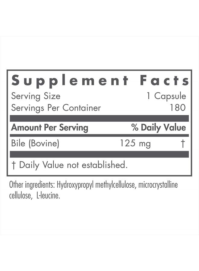 Nutricology Ox Bile 125 mg - Fat Digestion, Liver, Metabolic, GI Support - 180 Vegicaps  - Image 2