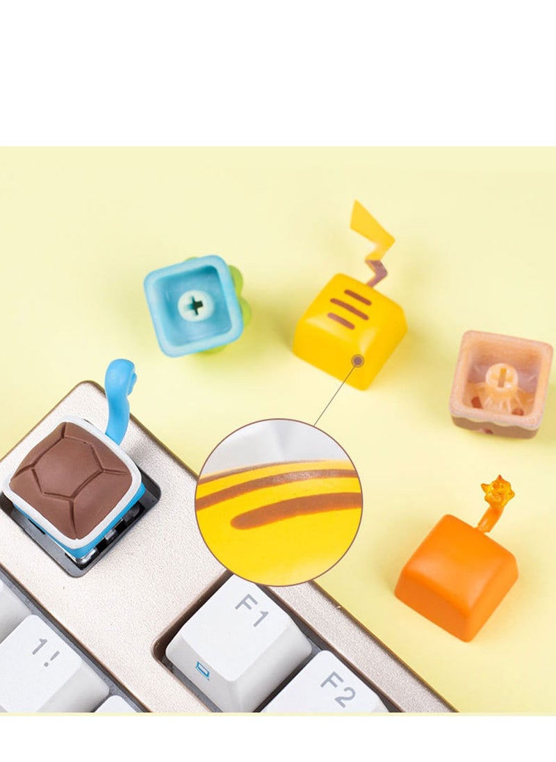 Furtey - 6 Pieces Custom Keycaps - Mechanical keyboard personalized keycaps- Pokemon keycaps - Suitable for cross axis, MX axis mechanical keyboard etc - Image 1