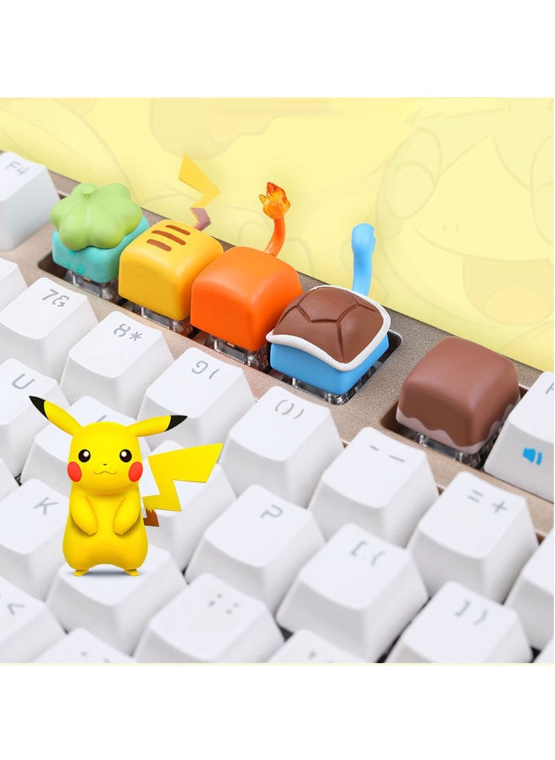 Furtey - 6 Pieces Custom Keycaps - Mechanical keyboard personalized keycaps- Pokemon keycaps - Suitable for cross axis, MX axis mechanical keyboard etc - Image 1