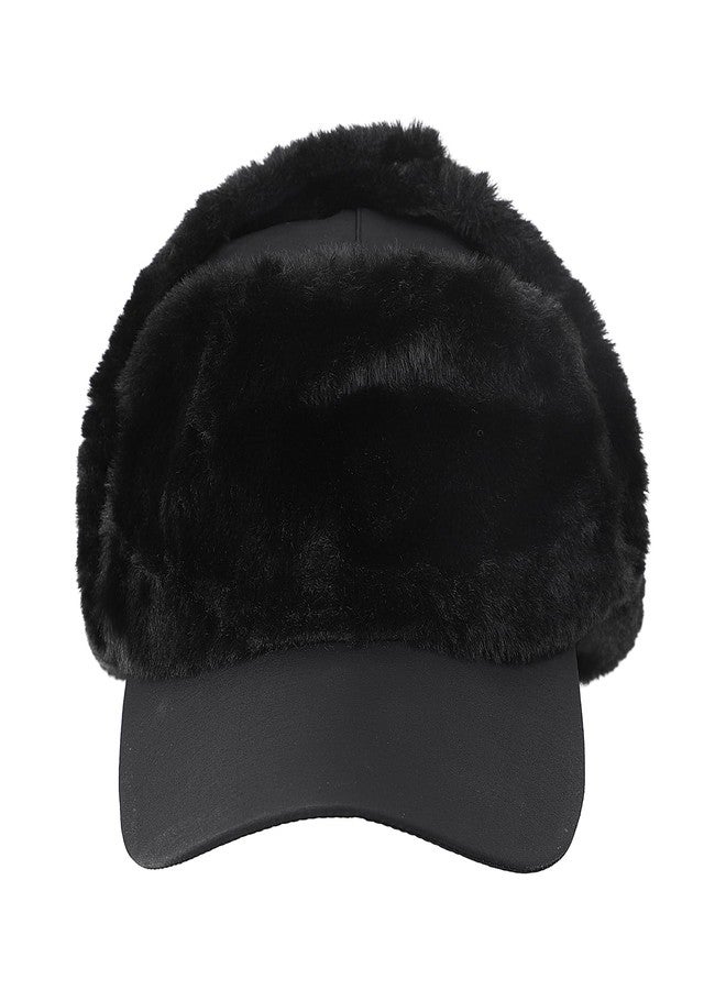 PURFUN Men Women Warm Ski Cap with Mask, Winter Thicken Cozy Faux Fur Liner Full Hood Earflap Hat Visor Baseball Cap Windproof Thermal Running Cycling Camping Hunting Trapper Hat Balaclava Black - Image 3
