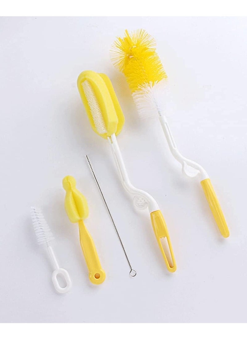 BreeJooy - 5pcs/set multifunctional sponge cleaning tool,cup bottle straw brush, baby feeding brush random color. - Image 1