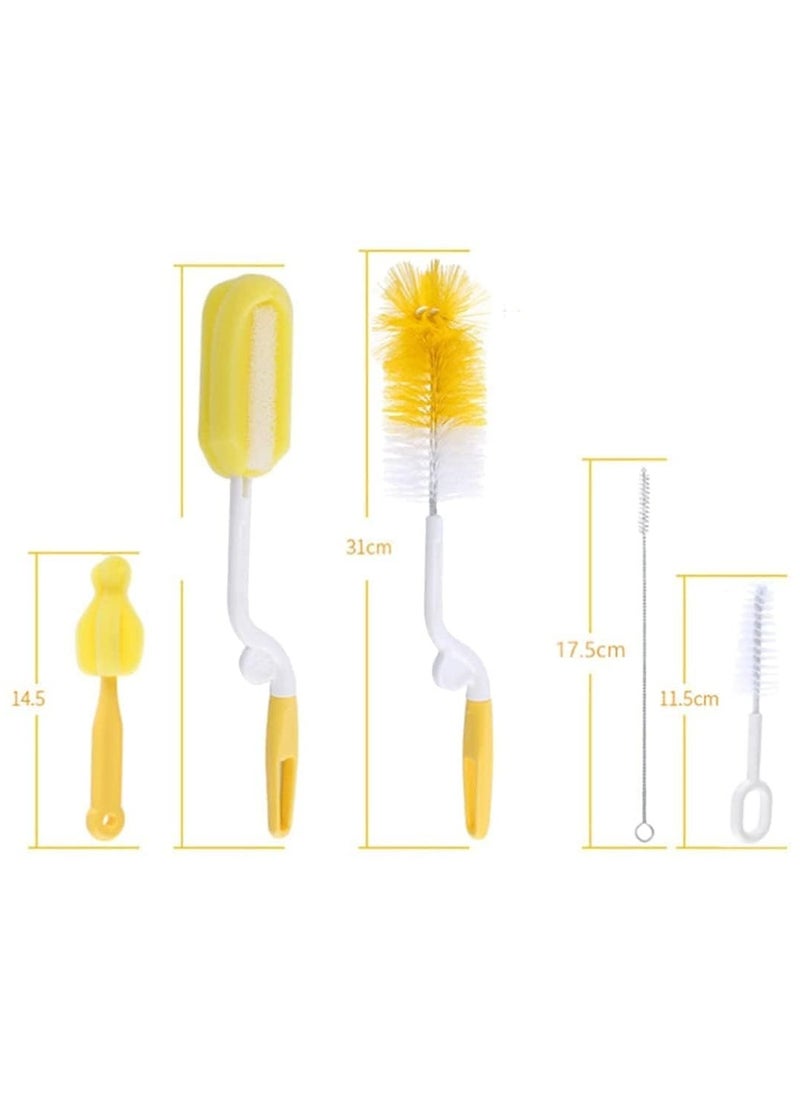 BreeJooy - 5pcs/set multifunctional sponge cleaning tool,cup bottle straw brush, baby feeding brush random color. - Image 1