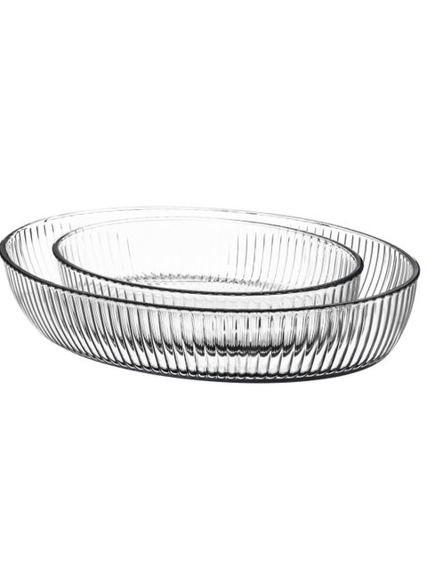 A Set Of Oval Oven Trays Consisting Of Two Pieces The Small One Is 1.5 Liters And The Large One Is 3.2 Liters