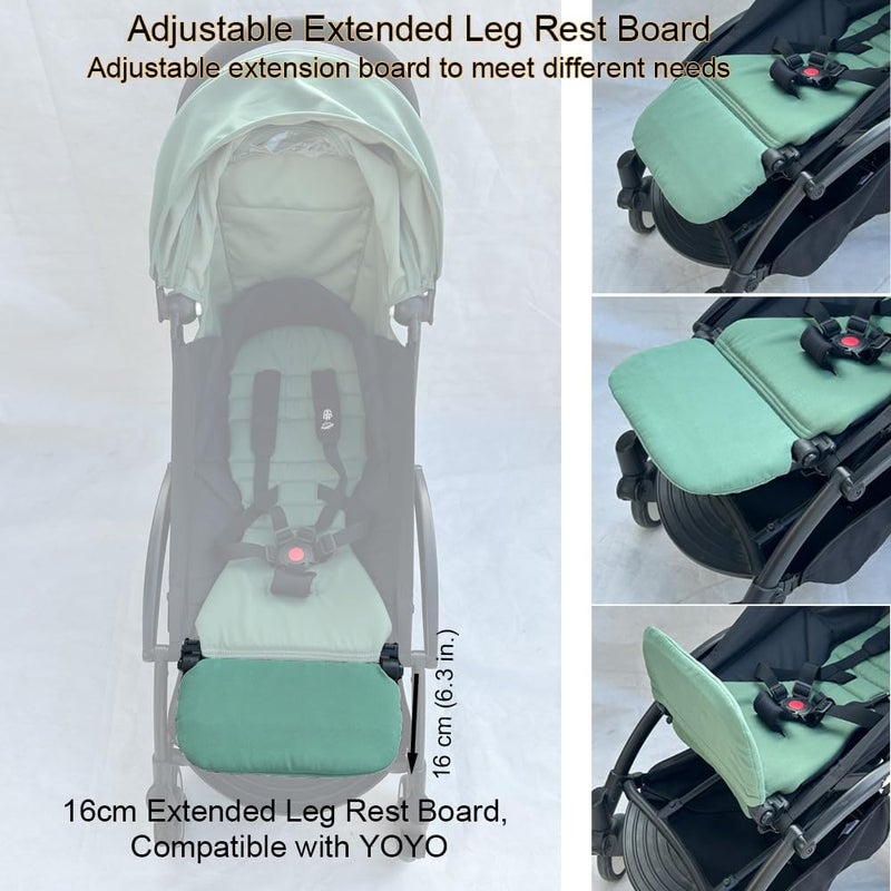 Feliliber Stroller Leg Rest Compatible with Babyzen YOYO - Foldable Stroller Without Disassembly - Extend 6.2 inch Easy to Attach & Clean, Soft Fabric (Mint Green) - Image 3