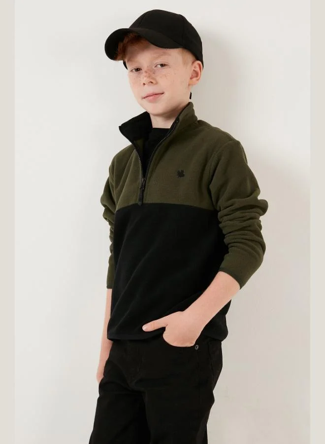 Lela Lela Soft Texture Half Zipper Color Block Stand Collar Polar Unisex Child POLAR 5905004