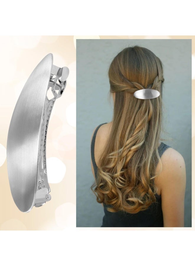 قطعتان من مشابك الشعر البيضاوية، مشبك شعر معدني كبير، إكسسوارات شعر فرنسية عتيقة لحفلات الزفاف والمناسبات الرسمية للنساء ذوات الشعر الكثيف والخفيف والطويل والقصير والمجعد والمستقيم - ذهبي وفضي - Image 4