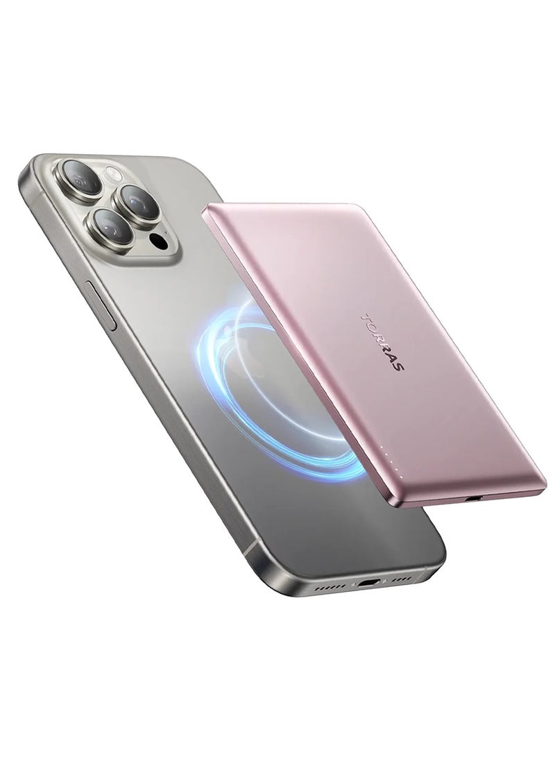بنك الطاقة MiniMag، شاحن محمول فائق النحافة لاسلكي مع كابل USB-C، حزمة بطارية مغناطيسية للشحن السريع، شاحن متوافق مع Magsafe لهواتف iPhone 16/15/14/13/12 - - Image 1