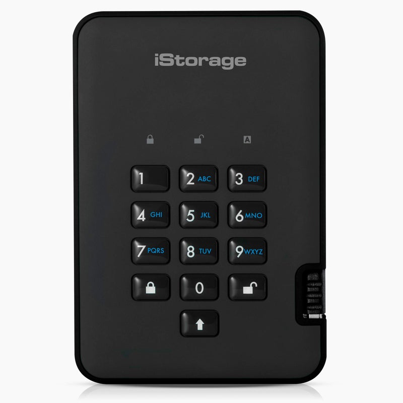 قرص iStorage diskAshur2 HDD سعة 4 تيرابايت محرك أقراص محمول آمن محمي بكلمة مرور مقاوم للغبار والماء تشفير الأجهزة