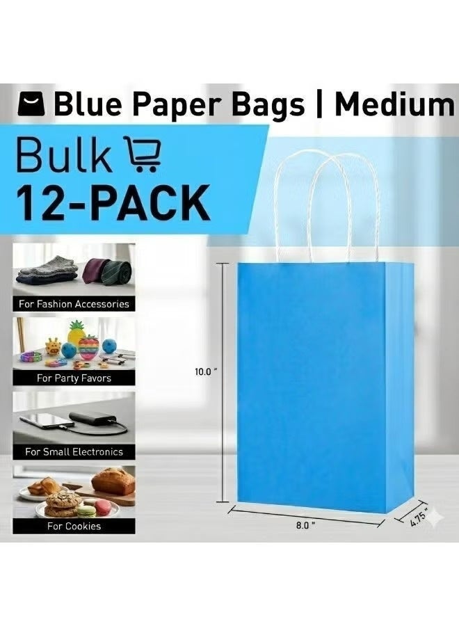 Trendiva Premium Sky Blue Kraft Paper Gift Bags (Pack of 12) - Eco-Friendly Reusable Shopping Bags with Reinforced Twisted Handles for Baby Shower, Birthdays, Weddings, Parties, and Retail Packaging - Image 2