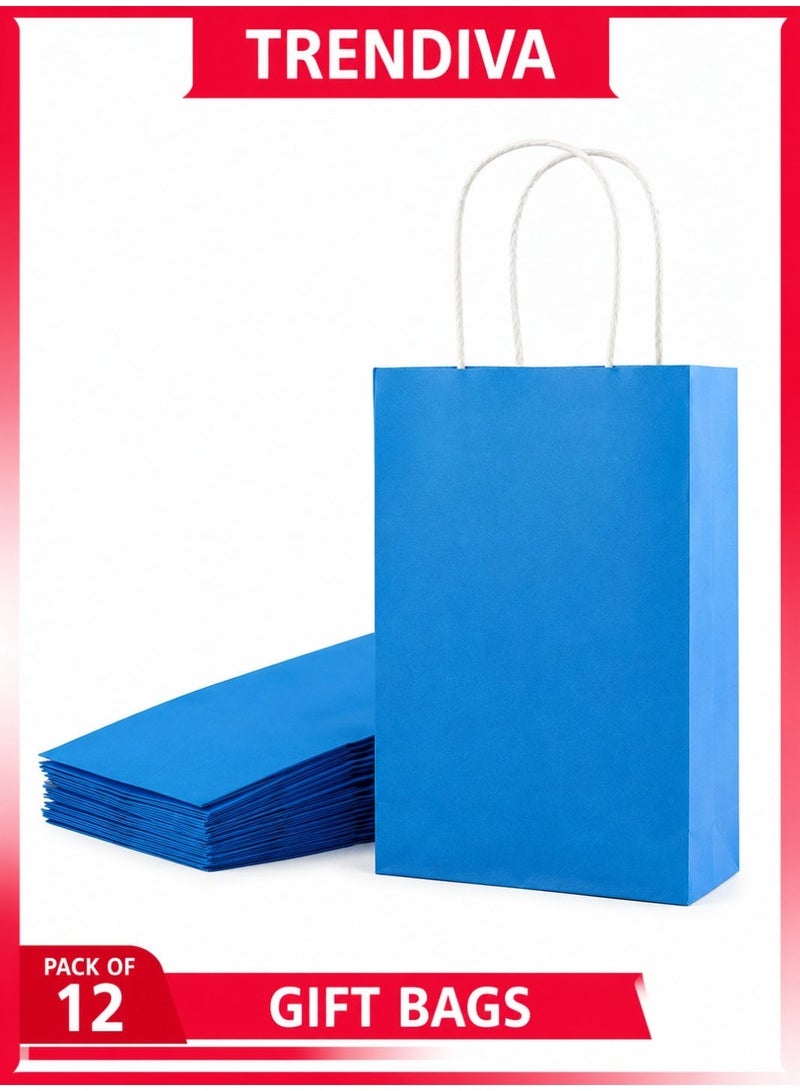 Trendiva Premium Sky Blue Kraft Paper Gift Bags (Pack of 12) - Eco-Friendly Reusable Shopping Bags with Reinforced Twisted Handles for Baby Shower, Birthdays, Weddings, Parties, and Retail Packaging - Image 1