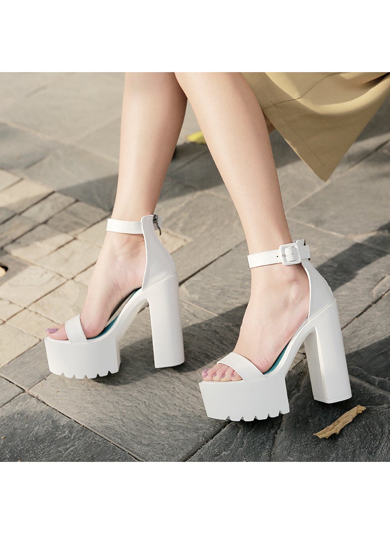 Generic - 14CM High Heel Platform Sandals Size 40 White - Image 1