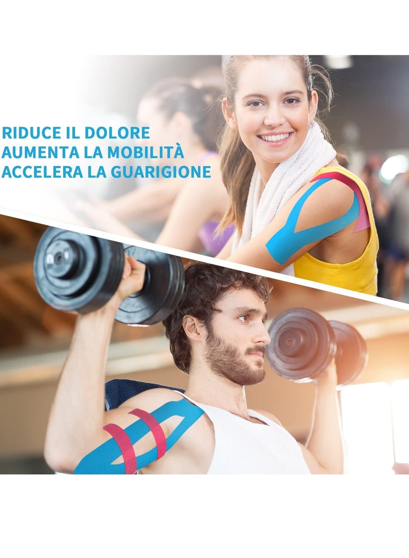 TheraBand Kinesiology Tape Waterproof Physio Tape for Pain Relief Muscle and Joint Support, Standard Roll with Xact Stretch Application Indicators (Pink) - Image 3