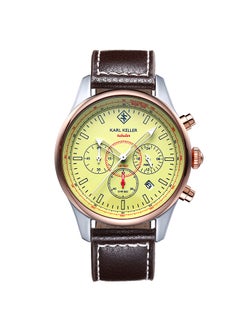 Men's Chronograph Round Shape Leather Wrist Watch KKVI6403 - 43 Mm