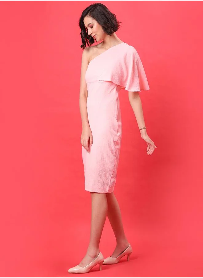 Campus Sutra One Shoulder Neck Bodycon Knee Length Dress by Styli