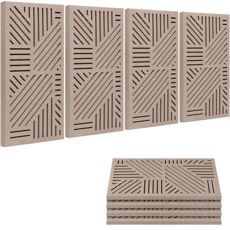 BUBOS 4 Pack Thickened Acoustic Panels, 23.6''x11.8'' Self-Adhesive Sound Absorbing Cavity Acoustic Wall Panels for Theater Studio Room Recording Room Gaming Room Meeting Rooms,VortexCore Camel - Image 1