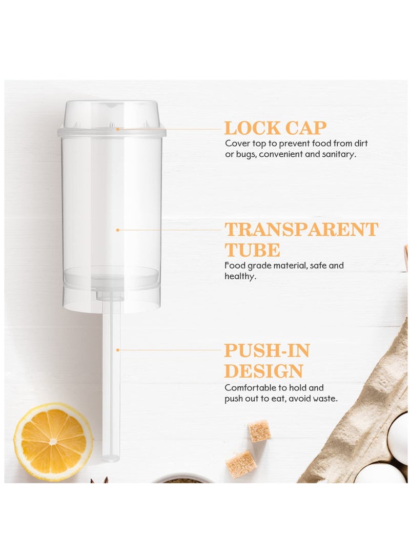 Excefore 30pcs Push Up Cake Shooter Round Shape Clear Cake Holders Push Pops Plastic Containers with Lids for Ice Cream Dessert Baking Molding(Plastic-Clear)  - Image 2