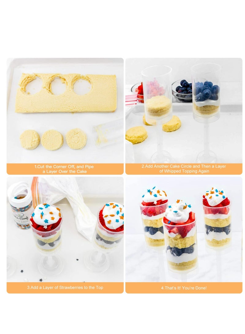 Excefore 30pcs Push Up Cake Shooter Round Shape Clear Cake Holders Push Pops Plastic Containers with Lids for Ice Cream Dessert Baking Molding(Plastic-Clear)  - Image 4