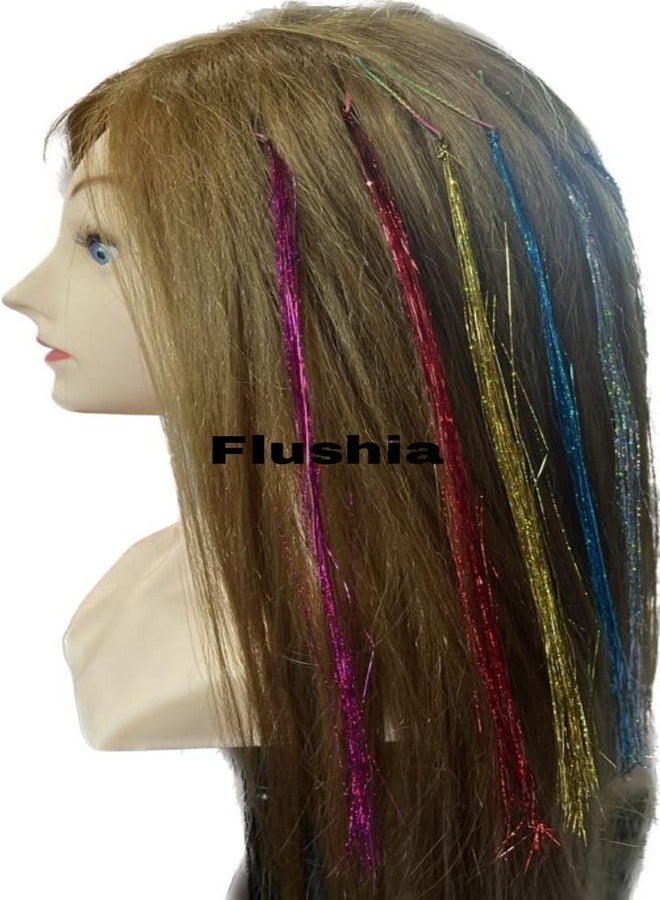 FLUSHIA 12 قطعة من شرائط الشعر الاصطناعية، إكسسوارات شعر للبنات | وصلات شعر للأطفال مع مشابك شعر، ضفائر شعر، مشابك شعر مزخرفة، إكسسوارات شعر متعددة الألوان - Image 4