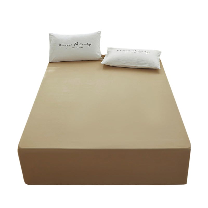 rushrushlulu Bedding King Size Fitted Sheet Only-King Size Deep Pocket Bottom Fitted Sheet Fits 15inches Bed Matress Sheet Soft and Microfiber Easy Care-Camel - Image 1
