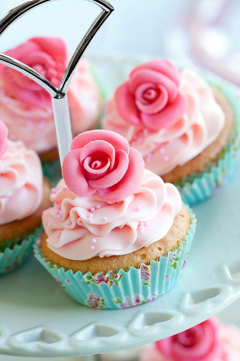 Happy Will 3 Tiered Cake Stand Noble Wedding Dessrt Tower Tray Cupcake Plates Holder for Birthday Party Baby Shower Graduation and Christmas Party Silver Fan - Image 5