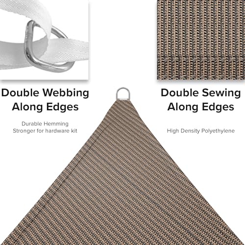 INFRANGE 8' x 8' Rectangle Sun Shade Sails Canopy UV Block for Patio Deck Pergola Yard Lawn Outdoor Activities (Brown) - Image 4