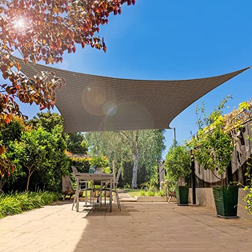 INFRANGE 8' x 8' Rectangle Sun Shade Sails Canopy UV Block for Patio Deck Pergola Yard Lawn Outdoor Activities (Brown) - Image 2