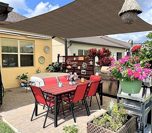 INFRANGE 8' x 8' Rectangle Sun Shade Sails Canopy UV Block for Patio Deck Pergola Yard Lawn Outdoor Activities (Brown) - Image 1